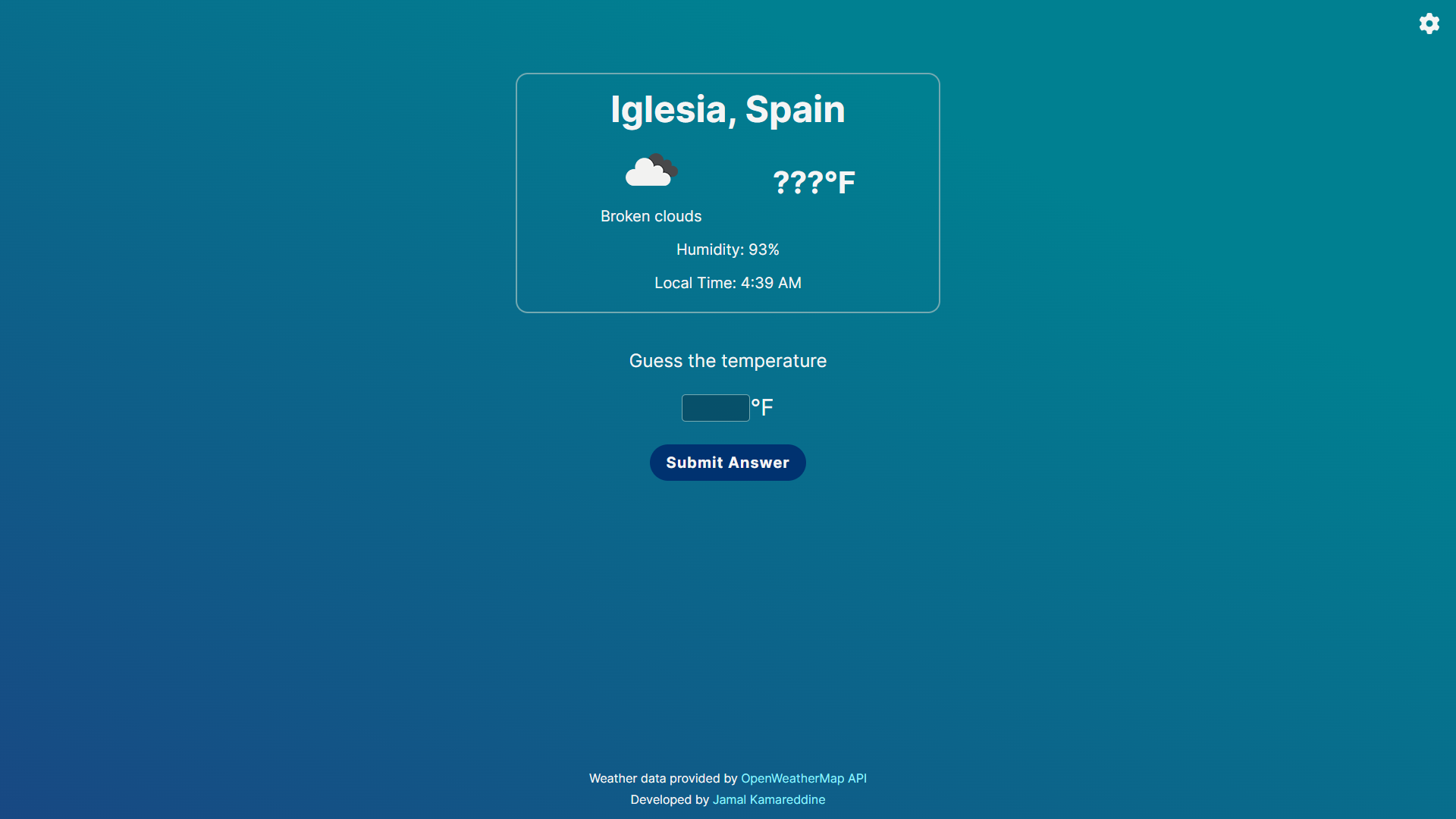React weather guessing game project